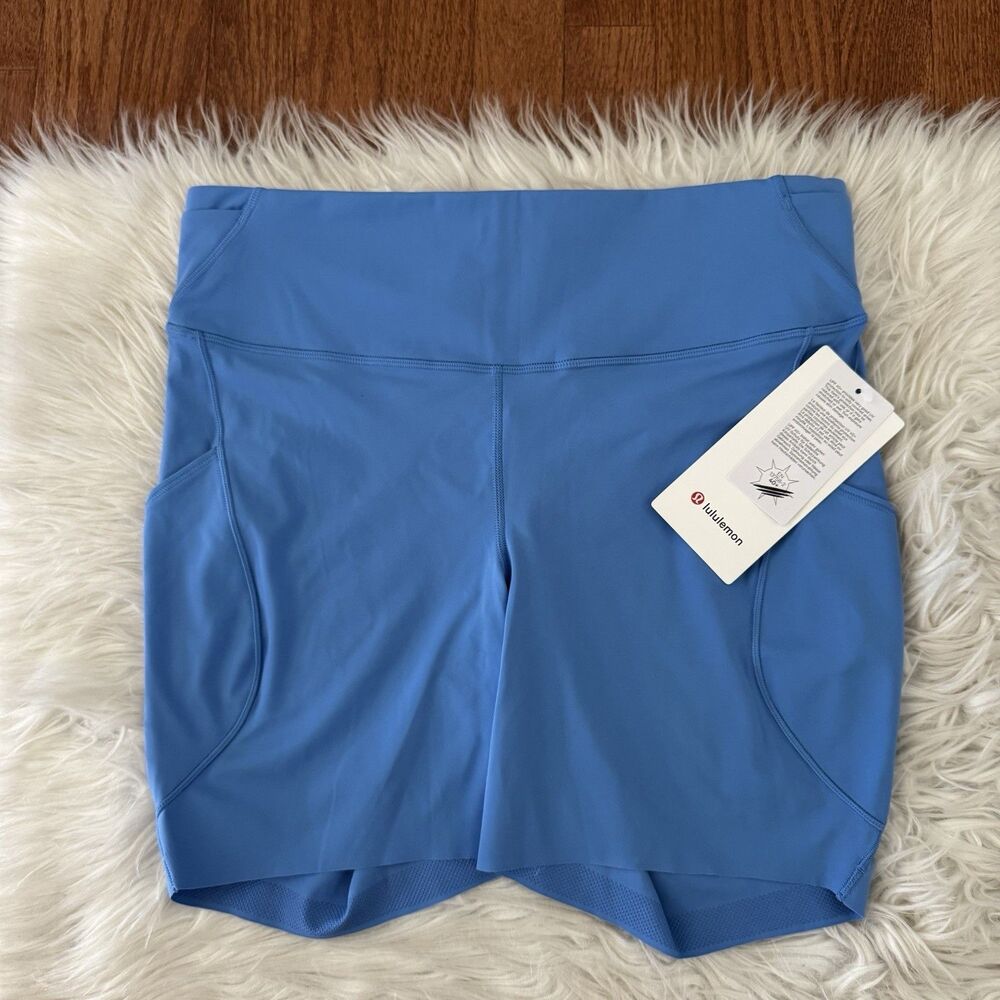 Lululemon Fast And Free High Rise Shorts Womens 12 Pool Party Blue 6” Pocket NWT